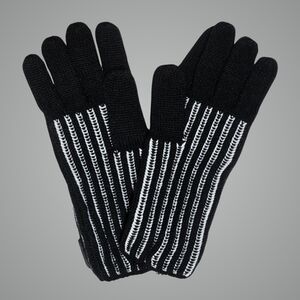 All Saints Gloves Black Multi Wool Blend Plaited Rib Gift Outdoor Grunge Winter